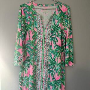 Lilly Pulitzer Lilshield Palm Tree Print Jersey Knit Dress XL